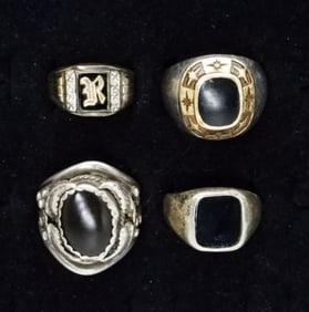 (4) VTG STERLING BLACK ONYX RINGS
