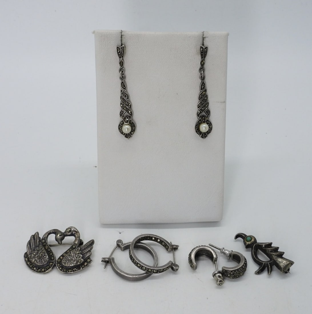 MARCASITE 925 EARRINGS & PINS (1 of 4)
