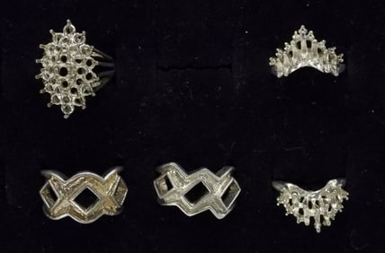 (5) STERLING RING SETTINGS