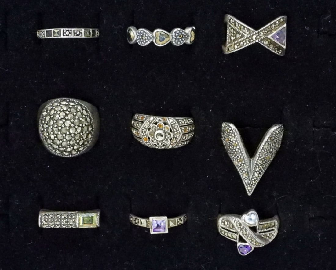(9) VTG MARCASITE 925 RINGS (1 of 2)