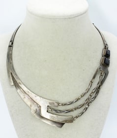 RIC TAXCO STERLING ONYX NECKLACE
