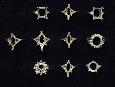 (10) STERLING RING SETTINGS
