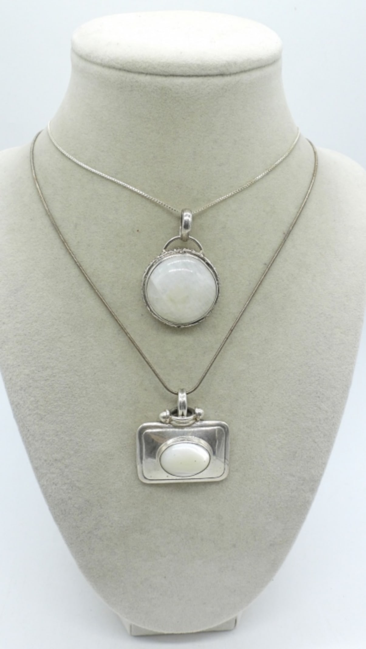 MOONSTONE & MOP STERLING NECKLACES (1 of 2)