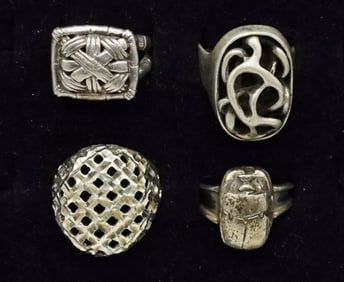 (4) VTG STERLING FASHION RINGS