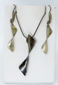 VTG STERLING NECKLACE EARRING SET