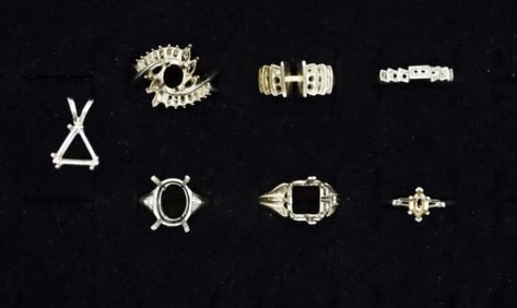 (7) STERLING RING SETTINGS & PENDANT