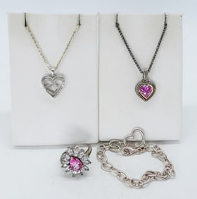 (4) HEART SHAPED NECKLACES & MORE 925