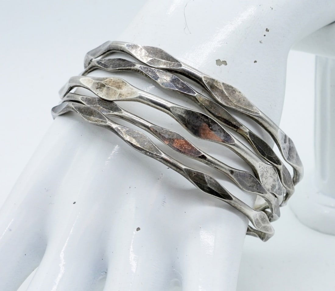 (5) STERLING BANGLE BRACELETS - IDENTICAL (1 of 1)