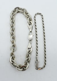(2) STERLING CHAIN BRACELETS