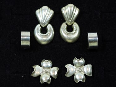 3 SETS OF VARIETY STERLING EARINGS