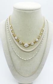 (4) STERLING CHAINS & FASHION NECKLACE