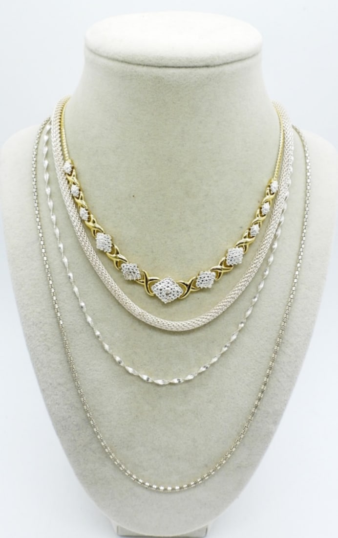 (4) STERLING CHAINS & FASHION NECKLACE (1 of 2)