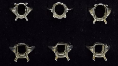(6) STERLING RING SETTINGS