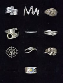(10) STERLING RINGS. HARLEY DAVIDSON +