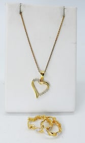DIAMOND HEART NECKLACE & EARRINGS