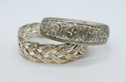 (2) STERLING BRACELETS, FILIGREE & BRAIDED
