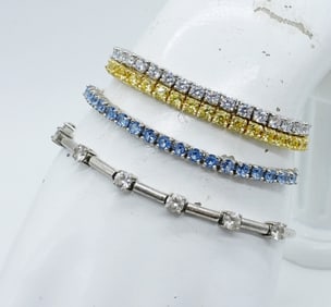 (4) STERLING ADJUSTABLE TENNIS BRACELETS
