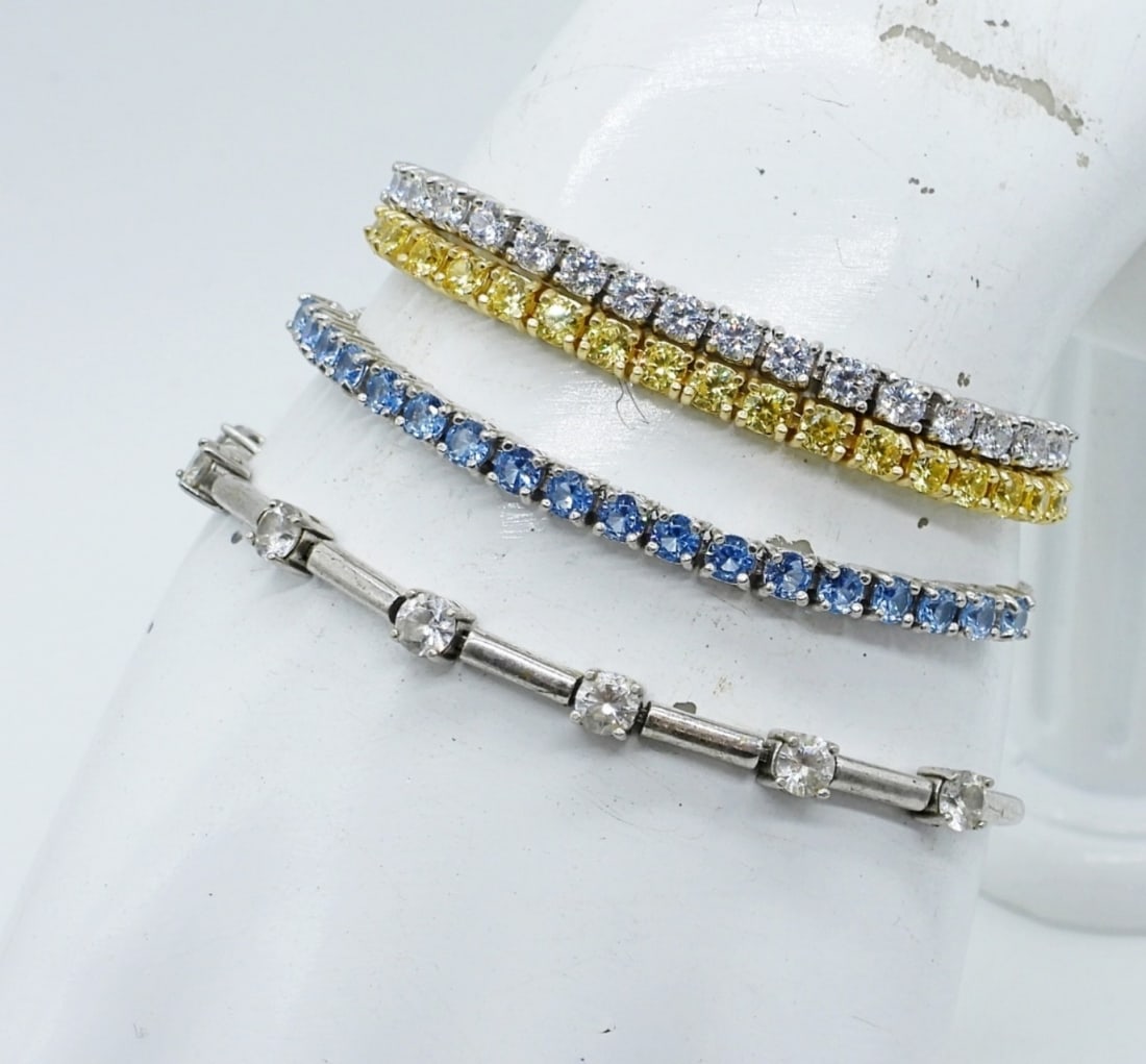 (4) STERLING ADJUSTABLE TENNIS BRACELETS (1 of 2)