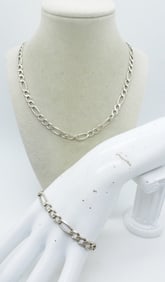 STERLING FIGARO CHAIN & BRACELET