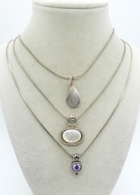 (3) STERLING AMETHYST / MOP NECKLACES
