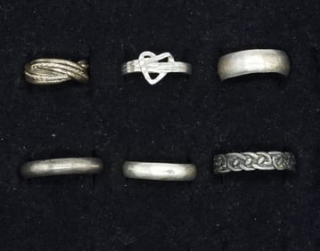 (6) STERLING BAND RINGS