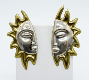 TAXCO LARGE SUN PIERCED EARRINGS 925