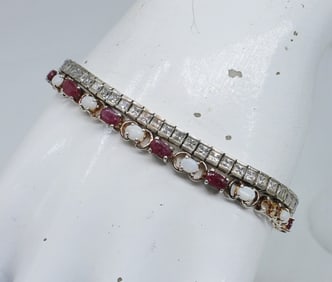 RUBY, OPAL & CZ TENNIS BRACELETS 925