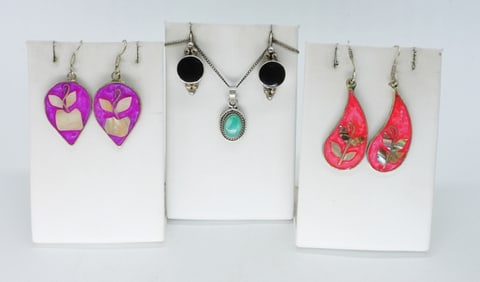 TAXCO 925 NECKLACE, ALPACA EARRINGS