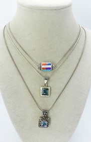 CAROLYN POLLACK 925 INLAY NECKLACE +