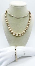 STERLING BALL BEAD NECKLACE & BRACELET