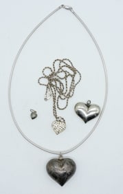STERLING HEART PENDANTS & 2 CHAINS