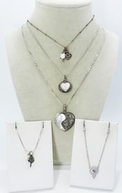 (5) STERLING NECKLACES WITH PENDANTS
