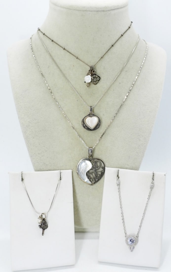 (5) STERLING NECKLACES WITH PENDANTS (1 of 3)