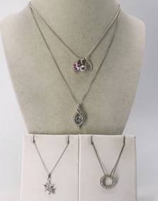 (4) STERLING PETITE PENDANTS & CHAINS