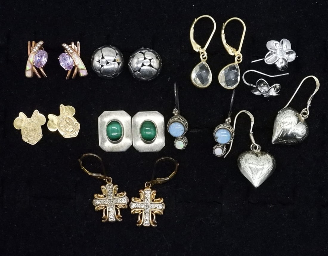 (9) PAIR STERLING PIERCED EARRINGS (1 of 1)