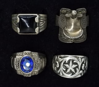 (4) LARGER STERLING RINGS