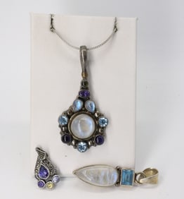 PENDANTS, 925 - MOONSTONE, AMETHYST