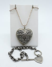 STERLING HEART NECKLACE & BRACELET