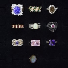 (10) STERLING GEMSTONE FASHION RINGS