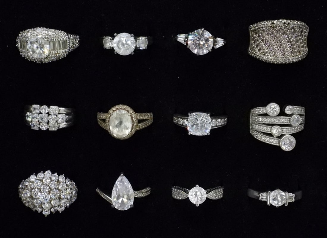 (12) STERLING BRIDAL STYLE RINGS (1 of 2)