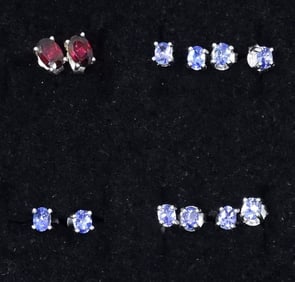 (6) 925 GARNET / AMETHYST EARRINGS