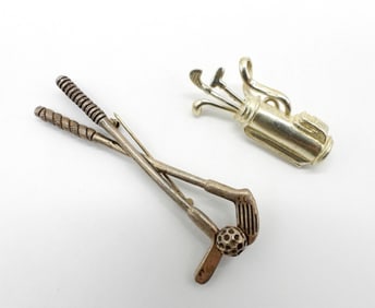 (2) GOLF CLUB PINS - STERLING VINTAGE