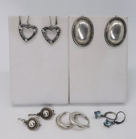 (5) PAIR STERLING PIERCED EARRINGS