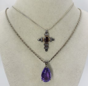 GARNET & AMETHYST 925 NECKLACES