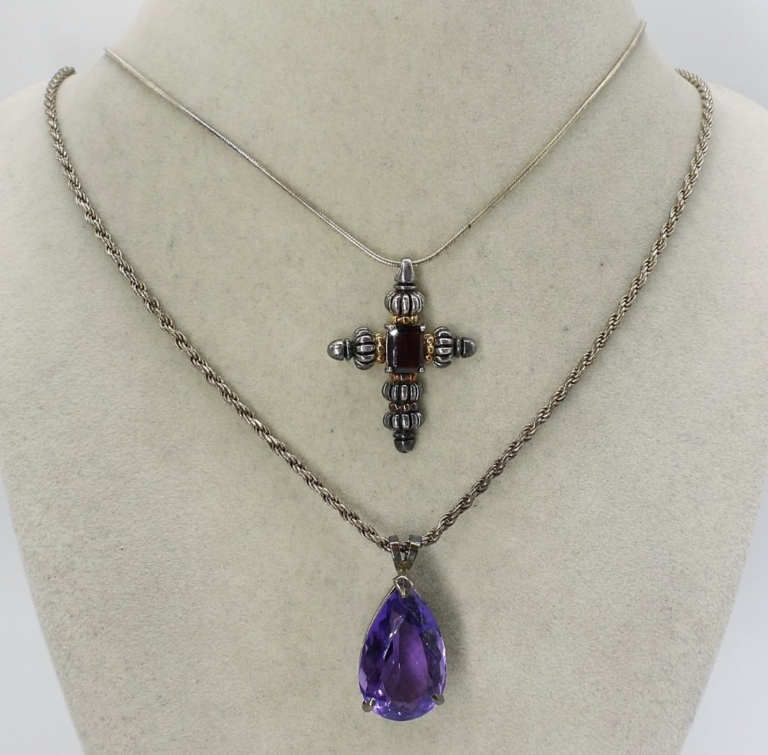 GARNET & AMETHYST 925 NECKLACES (1 of 2)
