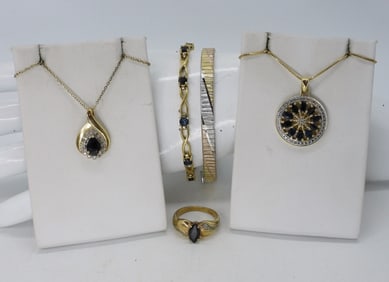 STERLING GOLD TONE SAPPHIRE JEWELRY