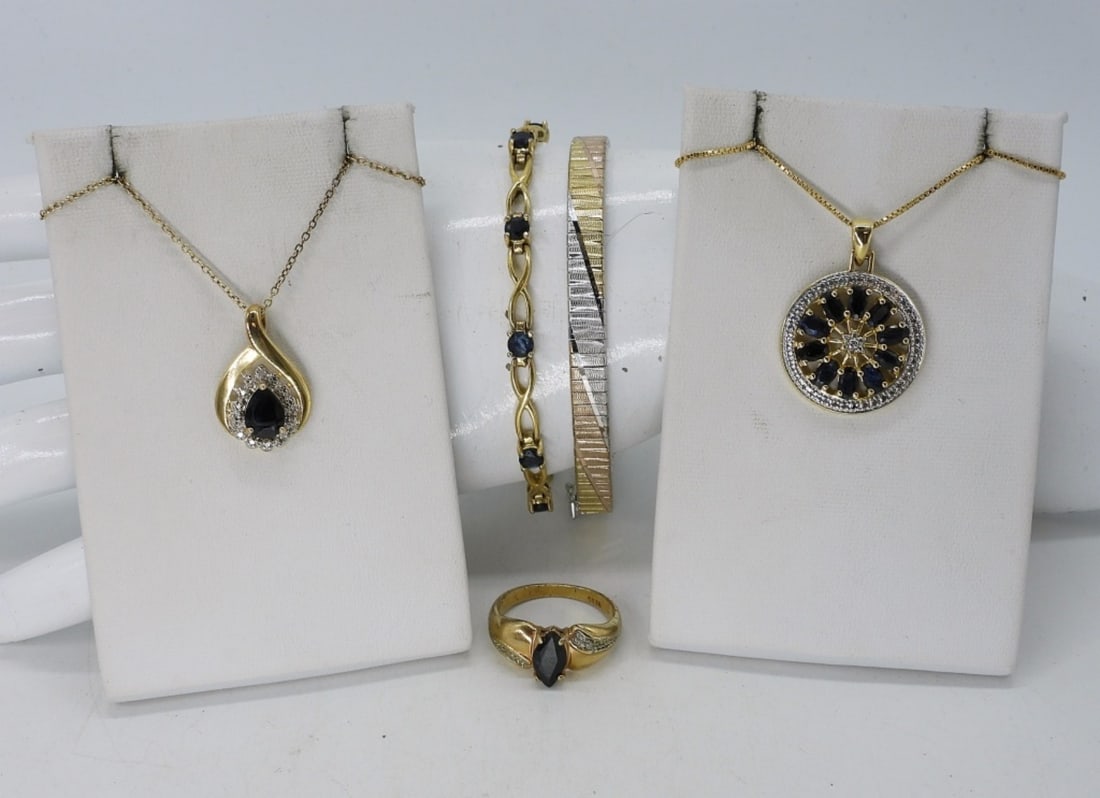 STERLING GOLD TONE SAPPHIRE JEWELRY (1 of 3)