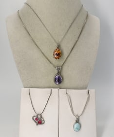 LARIMAR, CITRINE 925 NECKLACES +
