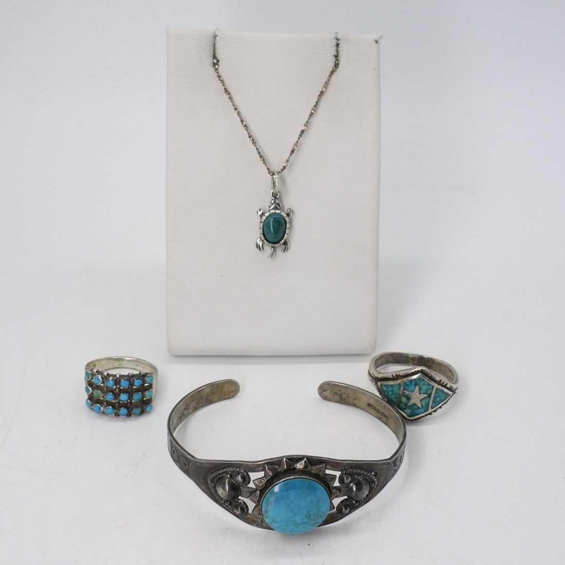 VTG TURQUOISE RINGS, NECKLACE,  BRACELET (1 of 2)