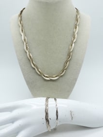 VTG TWO TONE STERLING BRAIDED SET